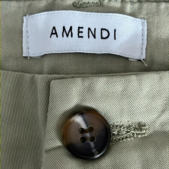 Amendi Gunnar in Green Organic Cotton Pleat Front Button Fly Pants - NWPT - 33 - Picture 4 of 12